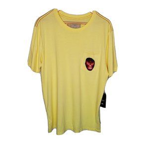 RVCA Men's Yellow T Shirt Size Med Luchador Pocket Tee Red Stitching